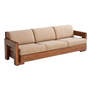 Elegant Beige Wooden Frame Sofa