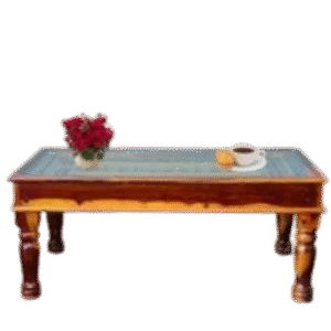 Wood Coffee Table with Glass Top