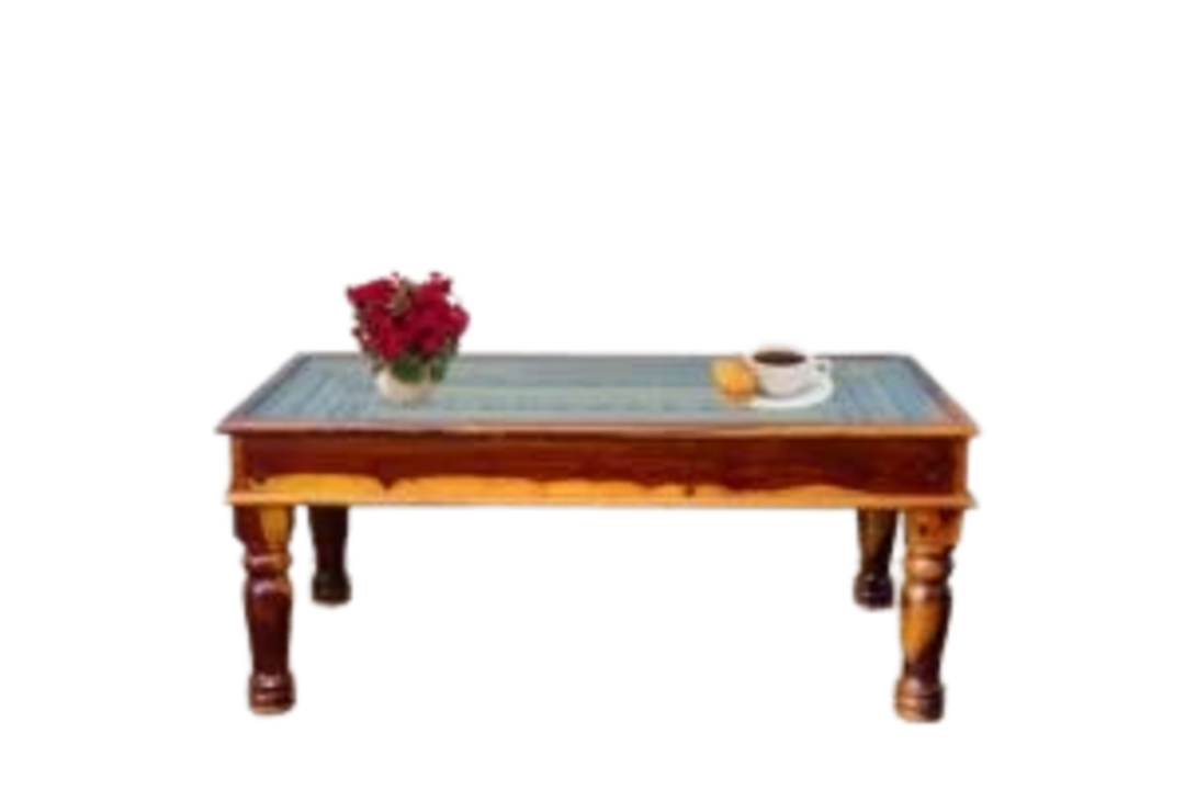 Wood Coffee Table with Glass Top