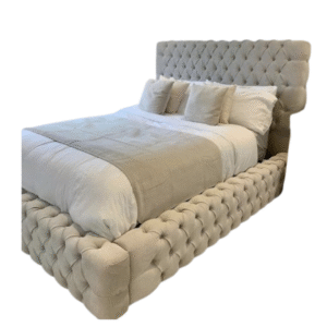 Luxe Tufted King Bed with Beige Upholstery
