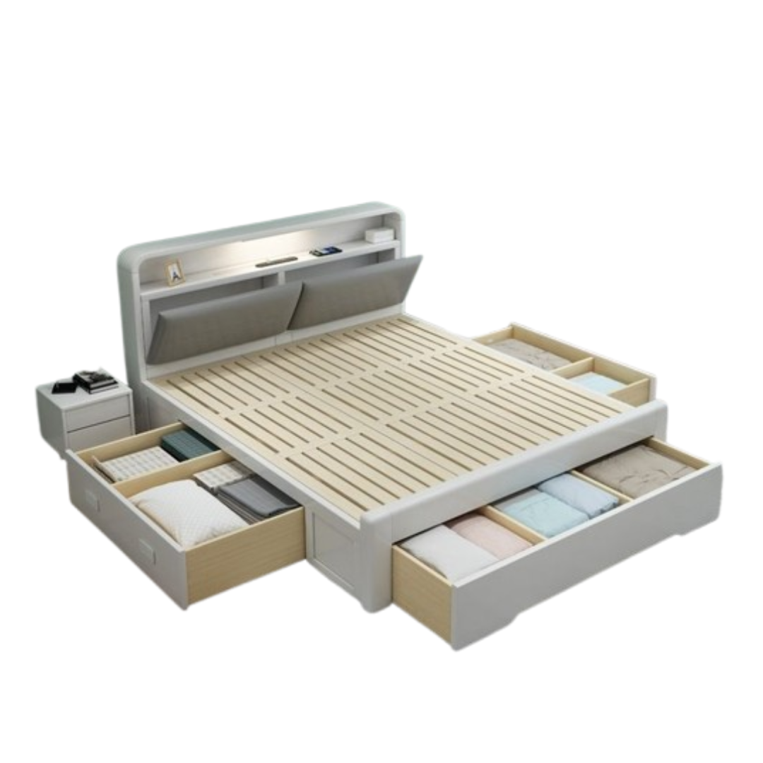 Ultimate Organizer King Bed with Storage Drawers & Smart Headboard