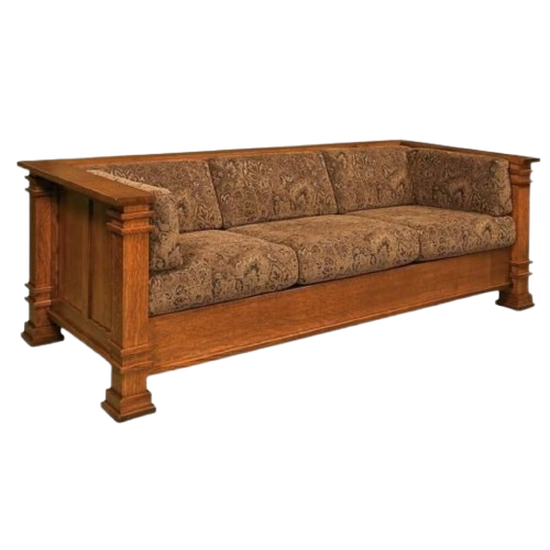 Handcrafted Solid Wood Sofa with Ornate Carvings