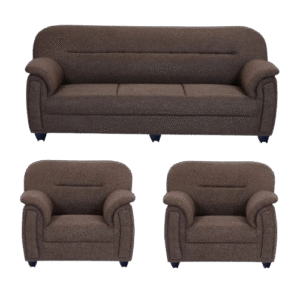 Modern Brown Fabric Sofa Set with Plush Seating