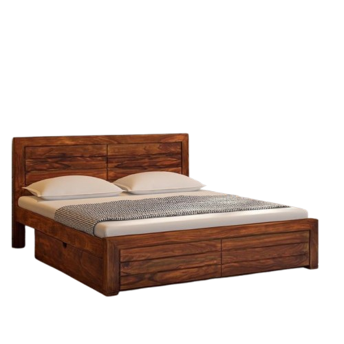 Solid Wood King Storage Bed with Headboard