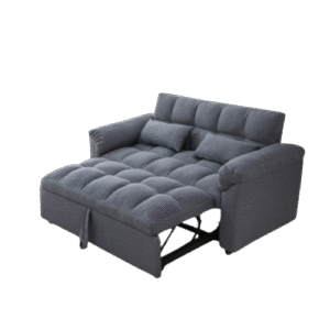 Stylish Gray Tufted Sofa Bed with Pull-Out