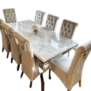 LuxeMarble 8-Seater Dining Set