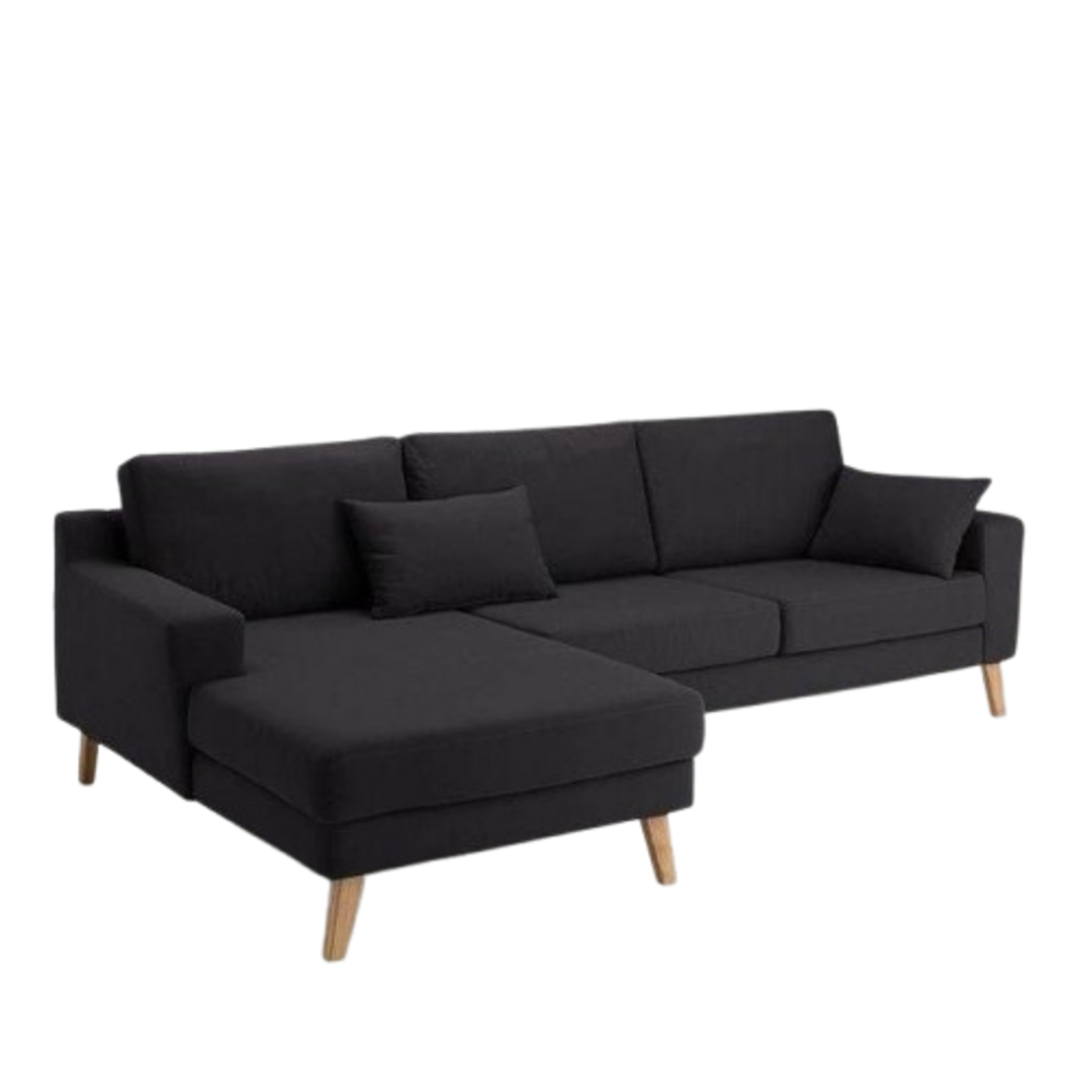 Modern Black Sectional Sofa with Extended Chaise