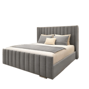 Vertical Panel Upholstered King Bed in Grey
